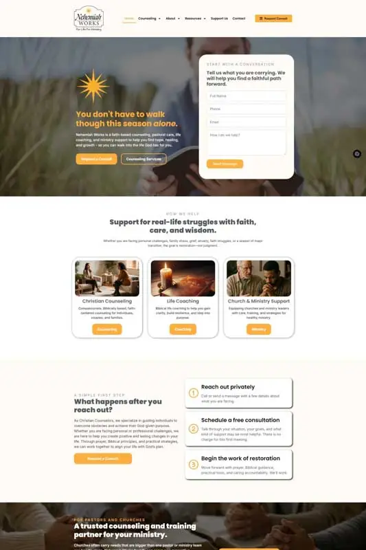 Screenshot of the Nehemiah Works for Life website built by EffectMedia